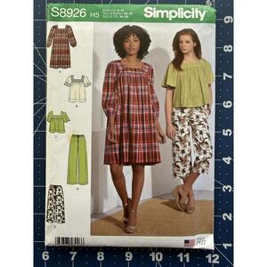 Simplicity Pattern S8926 Dress or Top & Pull On Pants In 2-Lengths Size 6-14 UC